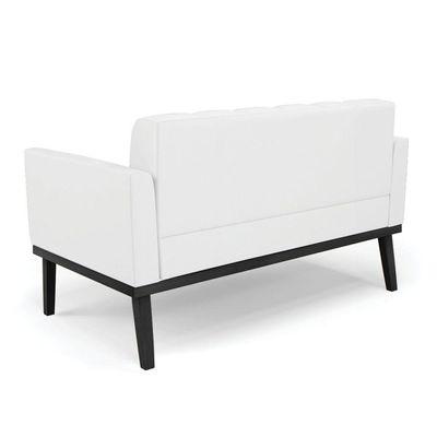 Sofá Namoradeira 2 Lugares Base De Madeira Preto Elisa Corino D03 - D'rossi Cor Branco