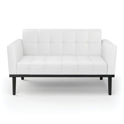 Sofá Namoradeira 2 Lugares Base De Madeira Preto Elisa Corino D03 - D'rossi Cor Branco