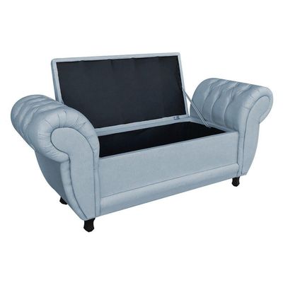 Recamier Baú Grécia 140 Cm Linho M11 - D'rossi A05 Cinza