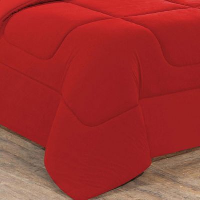 Kit Edredom Malha 100% Algodão Gran Moratta 3 Peças King - Vermelho/Vermelho
