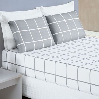 Jogo De Cama Lençol 200 Fios Austin Queen 03 Peças - Cinza