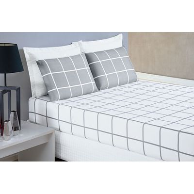 Jogo De Cama Lençol 200 Fios Austin Queen 03 Peças - Cinza