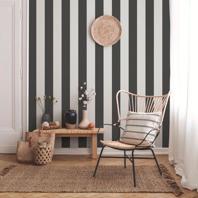Papel de Parede Essential Listrado Preto ES98144