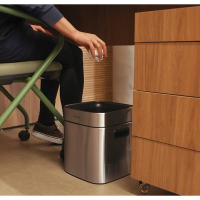 Lixeira Sem Tampa Tramontina Square 8 Litros Aço Inox Acetinado