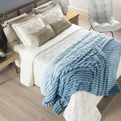Cobertor Coberta Fluflu Queen Ultrasoft Alto Relevo Dupla Face - Acqua