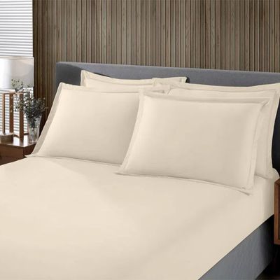 Jogo de Cama Buettner King Malha 100% Algodao Liso 3 Peças Image Perola