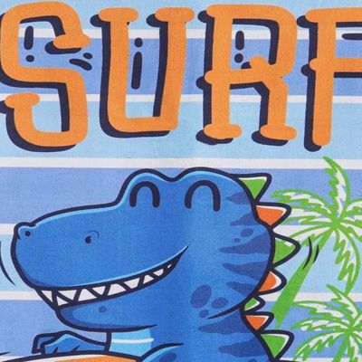 Toalha de Praia KazzaVip Microfibra 100% Poliéster Estampada Anti Areia Dino Surf 60cm x 110m Azul