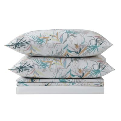 Jogo de Lençol Bella Casal 4 Peças Percal 200 Fios Estampado Floral - Aquarela - 100% Poliéster