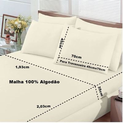 Jogo de Cama Buettner King Malha Basic Liso 3 Peças Perola