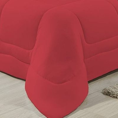 Edredom Dupla Face 100% Algodão Malha Casal Gran Moratta 01 Peça - Vermelho/ Cinza