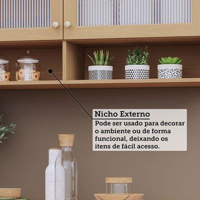 Cozinha Completa De Canto 9 Pçs 100% Mdf Duna Luciane Móveis Freijó-cinammon