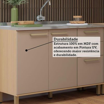 Cozinha Completa De Canto 9 Pçs 100% Mdf Duna Luciane Móveis Freijó-cinammon