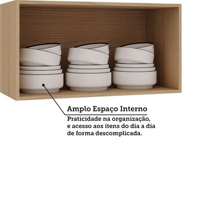 Armário Aéreo Basculante 80cm 1 Porta Essenza Luciane Móveis Andorra/cinza Puro