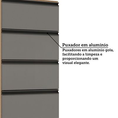 Balcão De Cozinha Sem Tampo 4 Gavetas 40cm Luciane Essenza M Andorra/cinza Puro