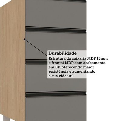 Balcão De Cozinha Sem Tampo 4 Gavetas 40cm Luciane Essenza M Andorra/cinza Puro