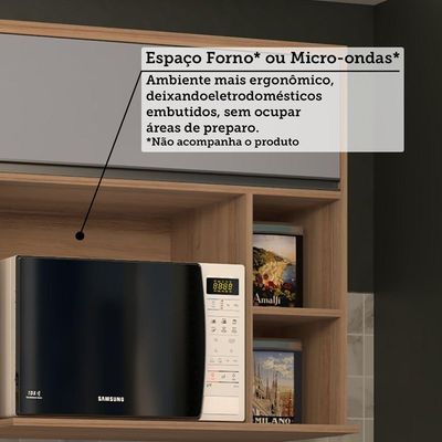 Cozinha Completa 5 Pçs Nicho Micro-ondas E Tampo 280cm Isa L Vanilla-cinza Puro