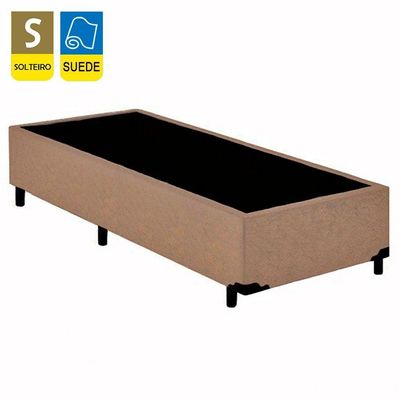 Cama Box Solteiro Suede Mega Cama Bege 88x188x42cm