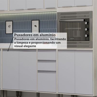 Cozinha Modulada Completa 11 Peças Com Tampo Art Luciane Móv Pátina-cinza Cristal