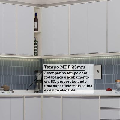Cozinha Modulada Completa 11 Peças Com Tampo Art Luciane Móv Pátina-cinza Cristal
