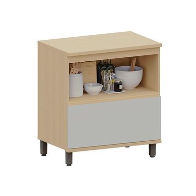 Balcão De Cozinha 100% Mdf 1 Porta 1 Gav Com Tampo 80cm Aura Carvalho/cinza Cristal