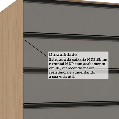 Balcão De Cozinha Sem Tampo 4 Gavetas 60cm Luciane Essenza M Andorra/cinza Puro