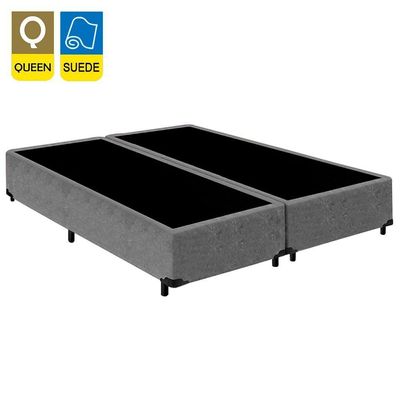 Cama Box Queen Bipartido Suede Mega Cama Cinza 158x198x42cm