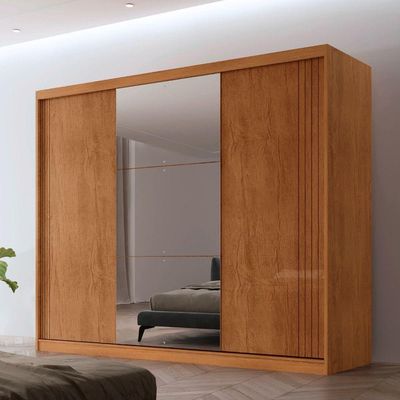 Guarda Roupa Casal Connor 3 Portas E 4 Gavetas Com Espelho Naturalle