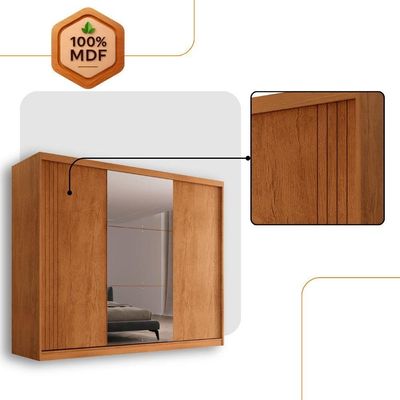 Guarda Roupa Casal Connor 3 Portas E 4 Gavetas Com Espelho Naturalle