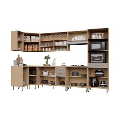 Cozinha Completa De Canto 9 Pçs 100% Mdf 458cm Duna Luciane Freijó-cinammon