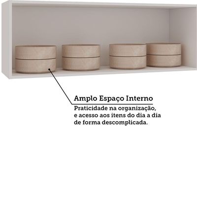 Armário Aéreo 120cm 1 Porta Basculante Luciane Móveis Branco/bege Dunas