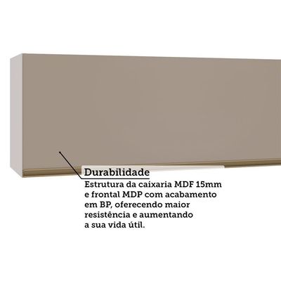 Armário Aéreo 120cm 1 Porta Basculante Luciane Móveis Branco/bege Dunas