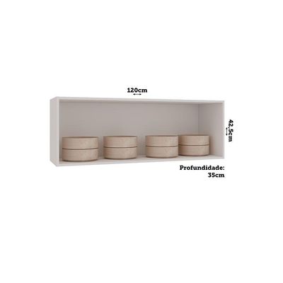 Armário Aéreo 120cm 1 Porta Basculante Luciane Móveis Branco/bege Dunas