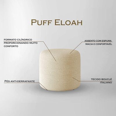Puff Orgânico Ello Design Sofisticado Em Tecido Bouclé Italiano Bege
