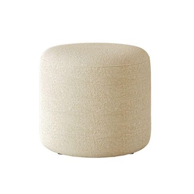 Puff Orgânico Ello Design Sofisticado Em Tecido Bouclé Italiano Bege