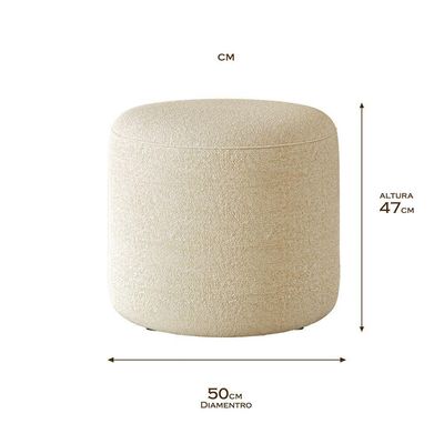 Puff Orgânico Ello Design Sofisticado Em Tecido Bouclé Italiano Bege