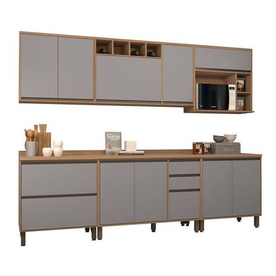 Cozinha Completa 6 Pçs Nicho Micro-ondas E Tampo 280cm Isa L Vanilla-cinza Puro