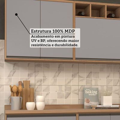 Cozinha Completa 6 Pçs Nicho Micro-ondas E Tampo 280cm Isa L Vanilla-cinza Puro