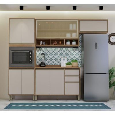 Cozinha Completa 4 Pçs Espaço Micro-ondas E Tampo 270cm Lari Vanilla-connect