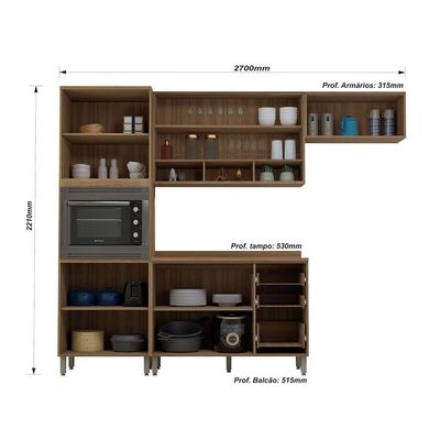 Cozinha Completa 4 Pçs Espaço Micro-ondas E Tampo 270cm Lari Vanilla-connect