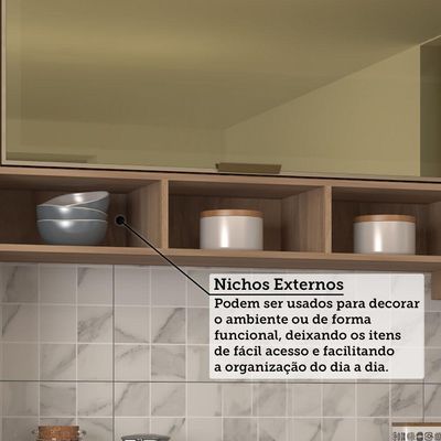 Cozinha Completa 4 Pçs Espaço Micro-ondas E Tampo 270cm Lari Vanilla-connect