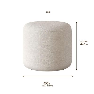 Kit 2 Puffs Orgânico Ello Design Sofisticado Em Tecido Bouclé Italiano Off White