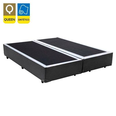 Cama Box Queen Bipartido Sintético Mega Cama Cinza 158x198x42cm