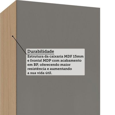 Armário Aéreo 60cm 1 Porta Essenza Luciane Móveis Andorra/cinza Puro