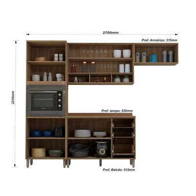 Cozinha Completa 4 Pçs Espaço Micro-ondas E Tampo 270cm Lari Vanilla-connect