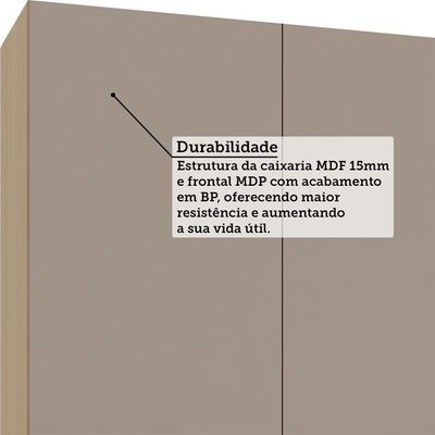 Armário Aéreo 120cm 3 Portas Essenza Luciane Móveis Andorra/bege Dunas