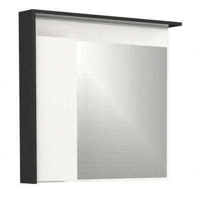 Armário Espelheira para Banheiro Jessé MDF com Espelho Retangular 80CM Branco Preto