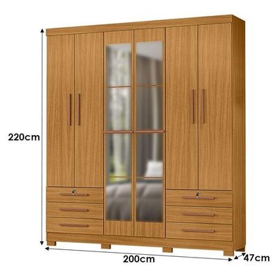 Cômoda 4 Gavetas New E Guarda Roupa Casal Londres Com Espelho Carvalho Americano Tx -incorplac
