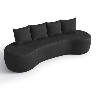 Sofá 3 Lugares Orgânico 210cm Com Almofadas Benin Sintético Pu B03 - D'rossi Preto