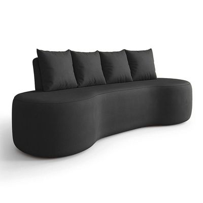 Sofá 3 Lugares Orgânico 210cm Com Almofadas Benin Sintético Pu B03 - D'rossi Preto
