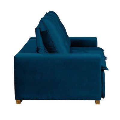 Sofá 3 Lugares 1.90 Mt Com Molas Retrátil E Reclinável Azul